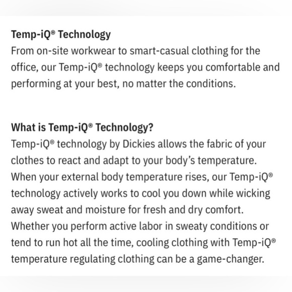 Dickies Cooling Temp-IQ Performance,workwear, pocket,moisture wicking, cooling, - Picture 9 of 13